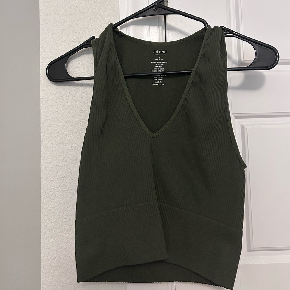 Mi Ami Francesca Olive Green & Black Tank Tops